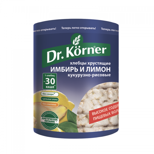 Хлебцы Dr.Korner кукурузно-рисовые, имбирь и лимон (90 г)