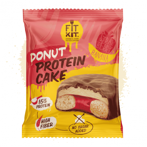 Протеиновое печенье Donut Protein Cake (100 г) Fit Kit (8 шт в уп)