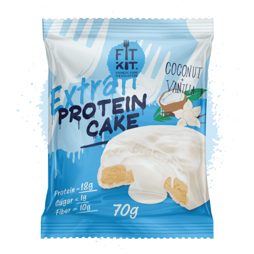 Протеиновое печенье Protein EXTRA WHITE Cake (70 г) Fit kit (24 шт в уп)