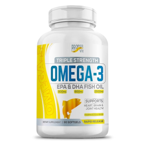 Omega 3 Fish Oil 2500mg Lemon Flavor Triglyceride Form EPA 900mg and DHA 600mg (90 softgels) Proper Vit