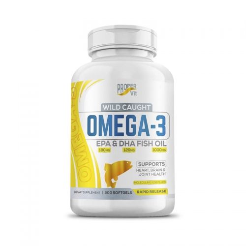 Omega 3 Wild Caught Fish oil 1000 mg EPA 180mg DHA 120 mg (200 кап) Proper Vit